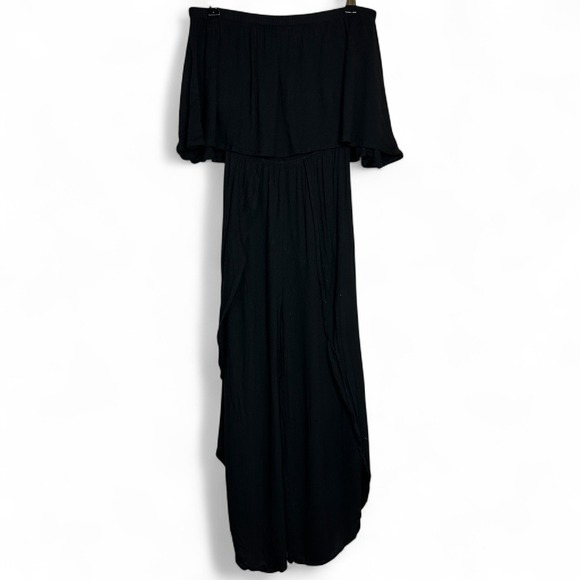 Audrey 3+1 Pants - Audrey 3+1 Strapless Tube Jumpsuit Small Boho Flowy High Low Overlay Black